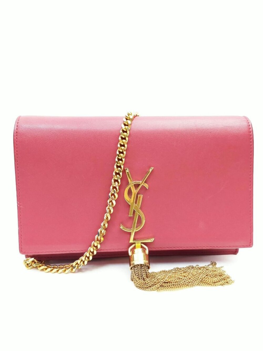 Authentic Saint Laurent Kate Tassel Chain Wallet Pink Leather YSL Crossbody - Picture 2 of 10
